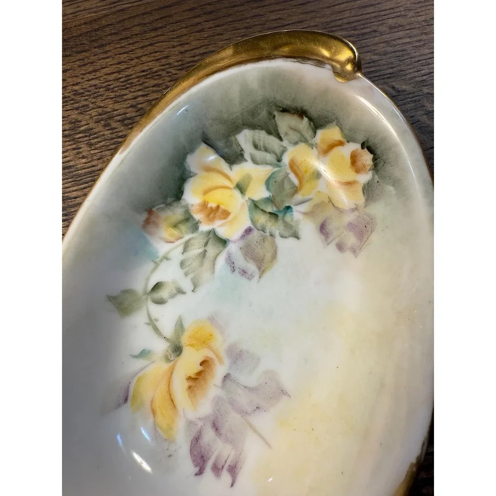 Antique Hand-Painted Porcelain Bowl Trio: B.H. Heinard Floral‎ & Strawberry Set